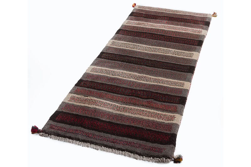 Håndknyttet Gabbeh Shiraz Uld Grå/ Creme 88x178cm - Håndvævede tæpper - Orientalske tæpper - Persisk tæppe