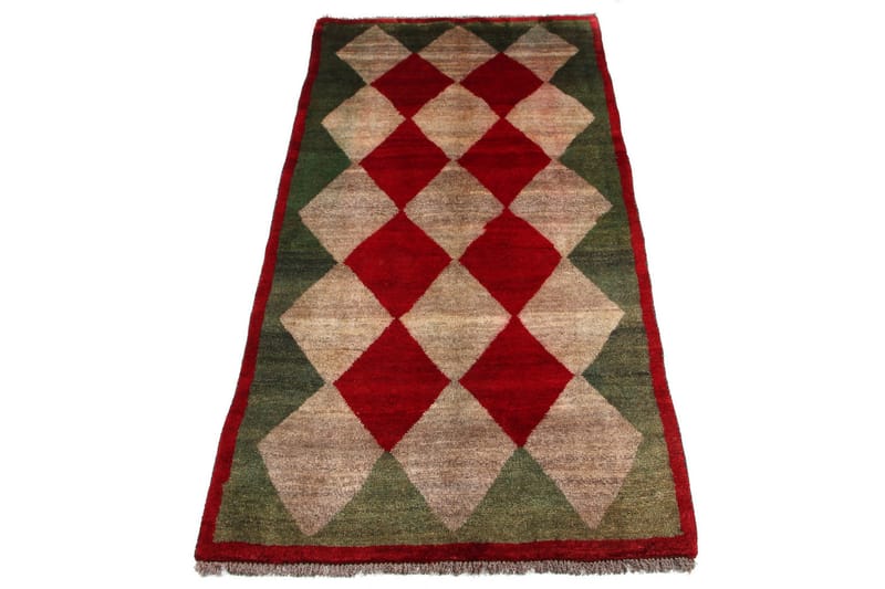 Håndknyttet Gabbeh Shiraz uld Grå/ rød 102x193cm - Håndvævede tæpper - Orientalske tæpper - Persisk tæppe