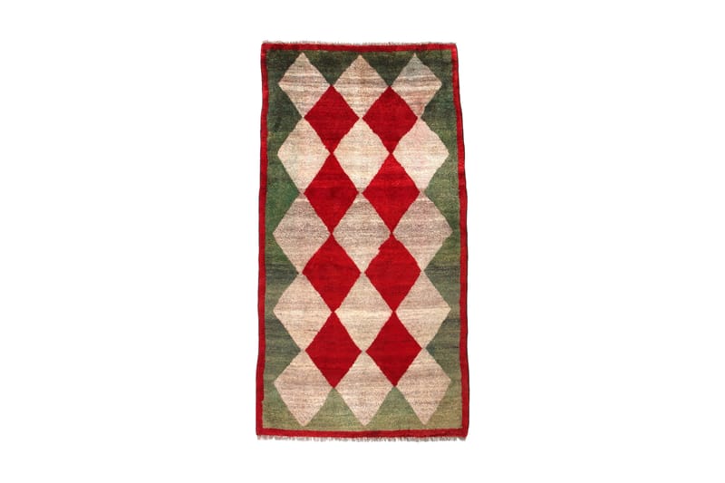 Håndknyttet Gabbeh Shiraz uld Grå/ rød 102x193cm - Håndvævede tæpper - Orientalske tæpper - Persisk tæppe