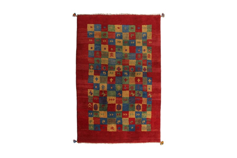 Håndknyttet Gabbeh Shiraz Uld Rød / Gul 124x186cm - Håndvævede tæpper - Orientalske tæpper - Persisk tæppe