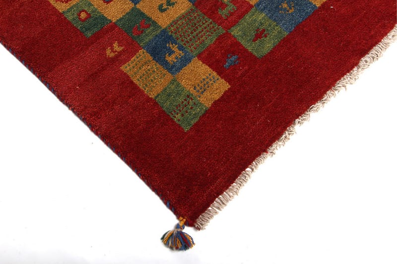 Håndknyttet Gabbeh Shiraz Uld Rød / Gul 124x186cm - Håndvævede tæpper - Orientalske tæpper - Persisk tæppe