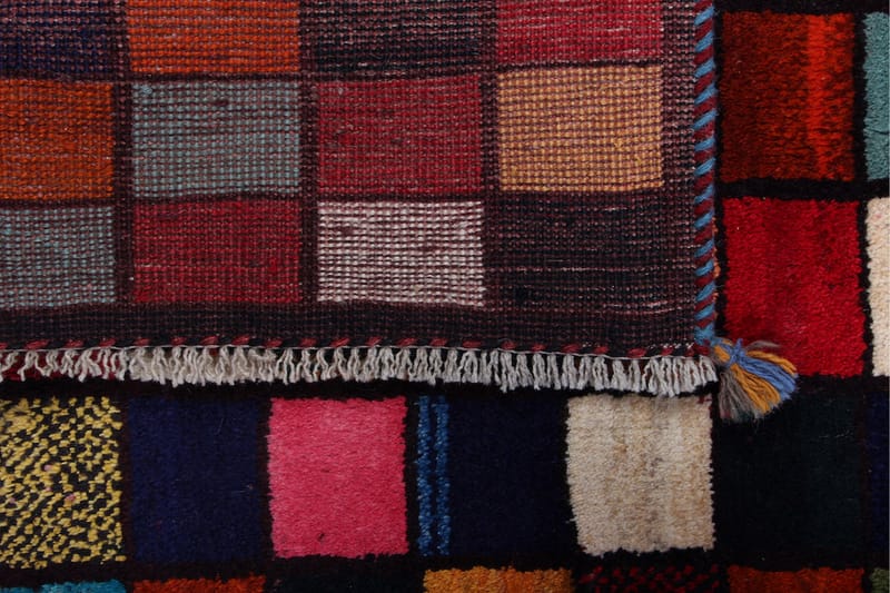 Håndknyttet Gabbeh Shiraz uld sort / creme 108x173cm - Håndvævede tæpper - Orientalske tæpper - Persisk tæppe