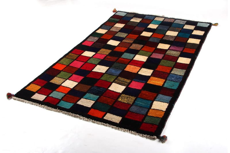 Håndknyttet Gabbeh Shiraz uld sort / creme 108x173cm - Håndvævede tæpper - Orientalske tæpper - Persisk tæppe