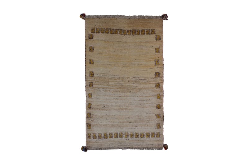 Håndknyttet Gabbeh Shiraz uldcreme / Grå 81x133cm - Håndvævede tæpper - Orientalske tæpper - Persisk tæppe