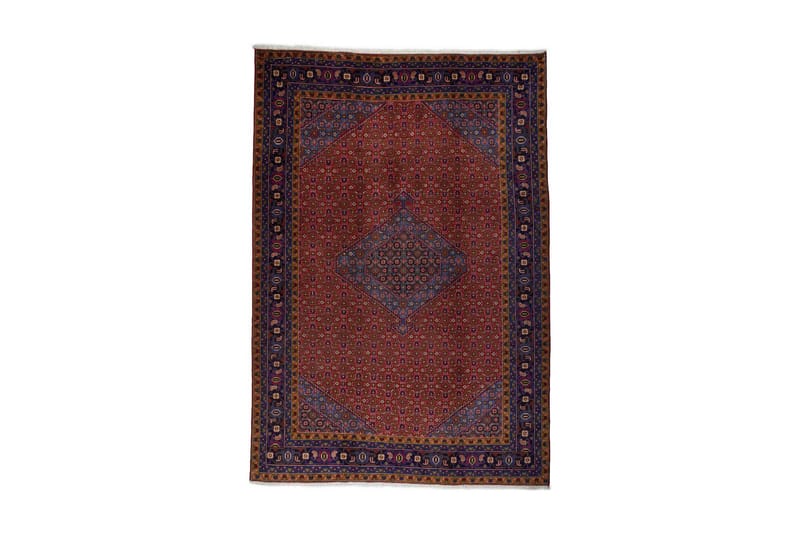 Håndknyttet persisk tæppe 195x286 cm - Kobber / mørkeblå - Orientalske tæpper - Persisk tæppe
