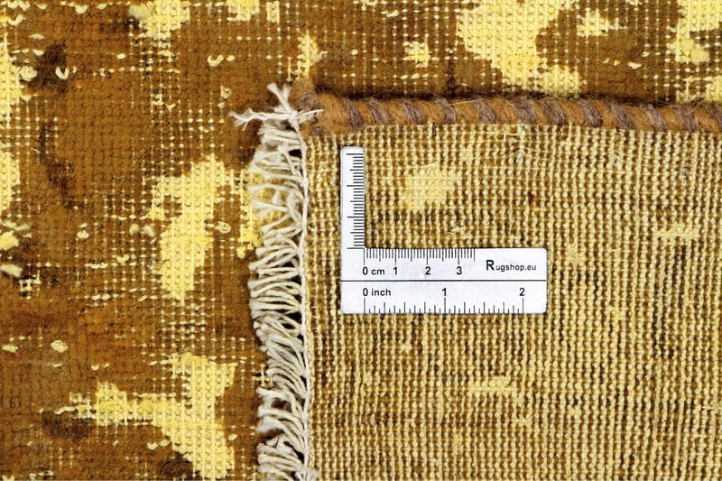 Håndknyttet persisk uldmåtte 290x300 cm Vintage - Sennep - Orientalske tæpper - Persisk tæppe