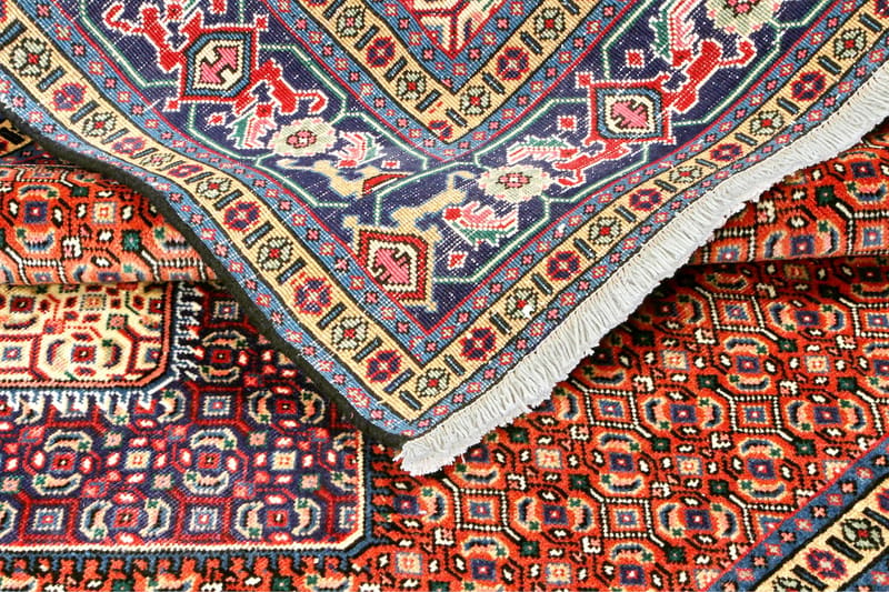Håndknyttet persisk tæppe 192x247 cm - Kobber / mørkeblå - Orientalske tæpper - Persisk tæppe