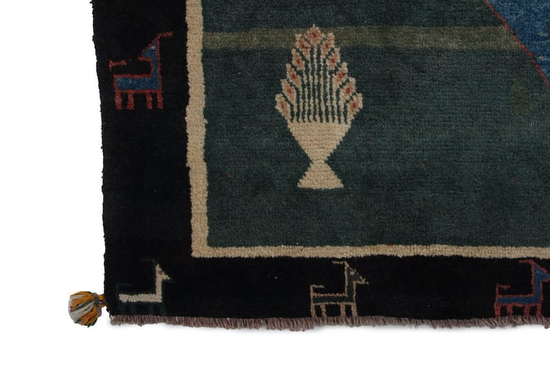 Håndknyttet Persisk Uldtæppe 197x260 cm Gabbeh Shiraz - Blå / sort - Orientalske tæpper - Persisk tæppe