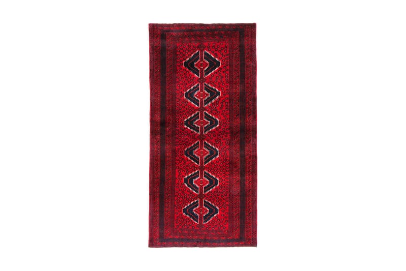 Håndknyttet persisk tæppe 90x181 cm - Rød / sort - Orientalske tæpper - Persisk tæppe