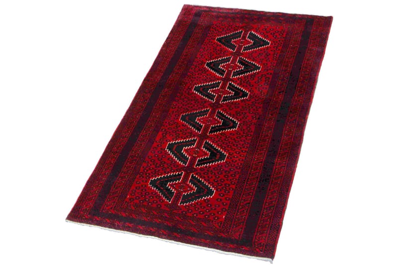 Håndknyttet persisk tæppe 90x181 cm - Rød / sort - Orientalske tæpper - Persisk tæppe