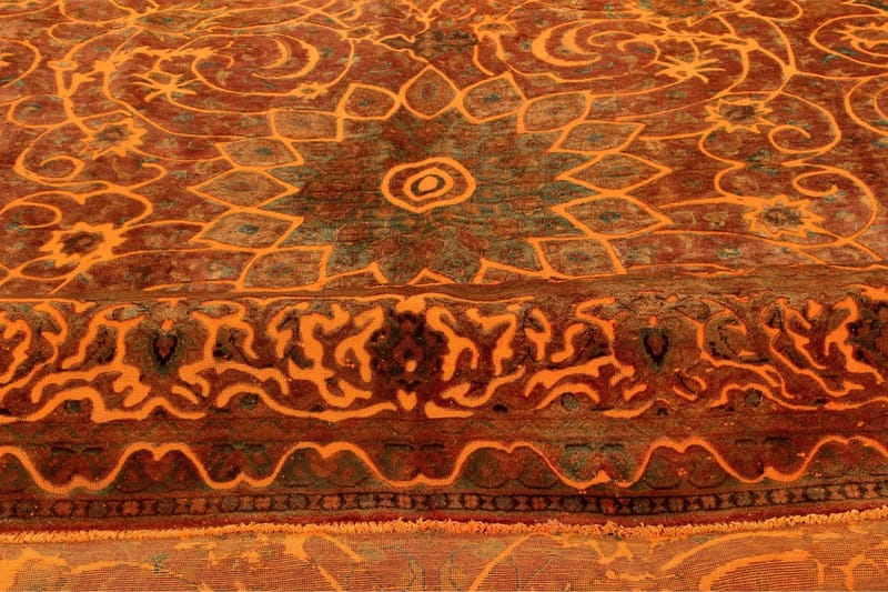 Håndknyttet persisk uldmåtte 288x398 cm Vintage - Brun / orange - Orientalske tæpper - Persisk tæppe