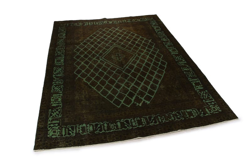 Håndknyttet persisk uldmåtte 284x382 cm Vintage - Brun / grøn - Orientalske tæpper - Persisk tæppe