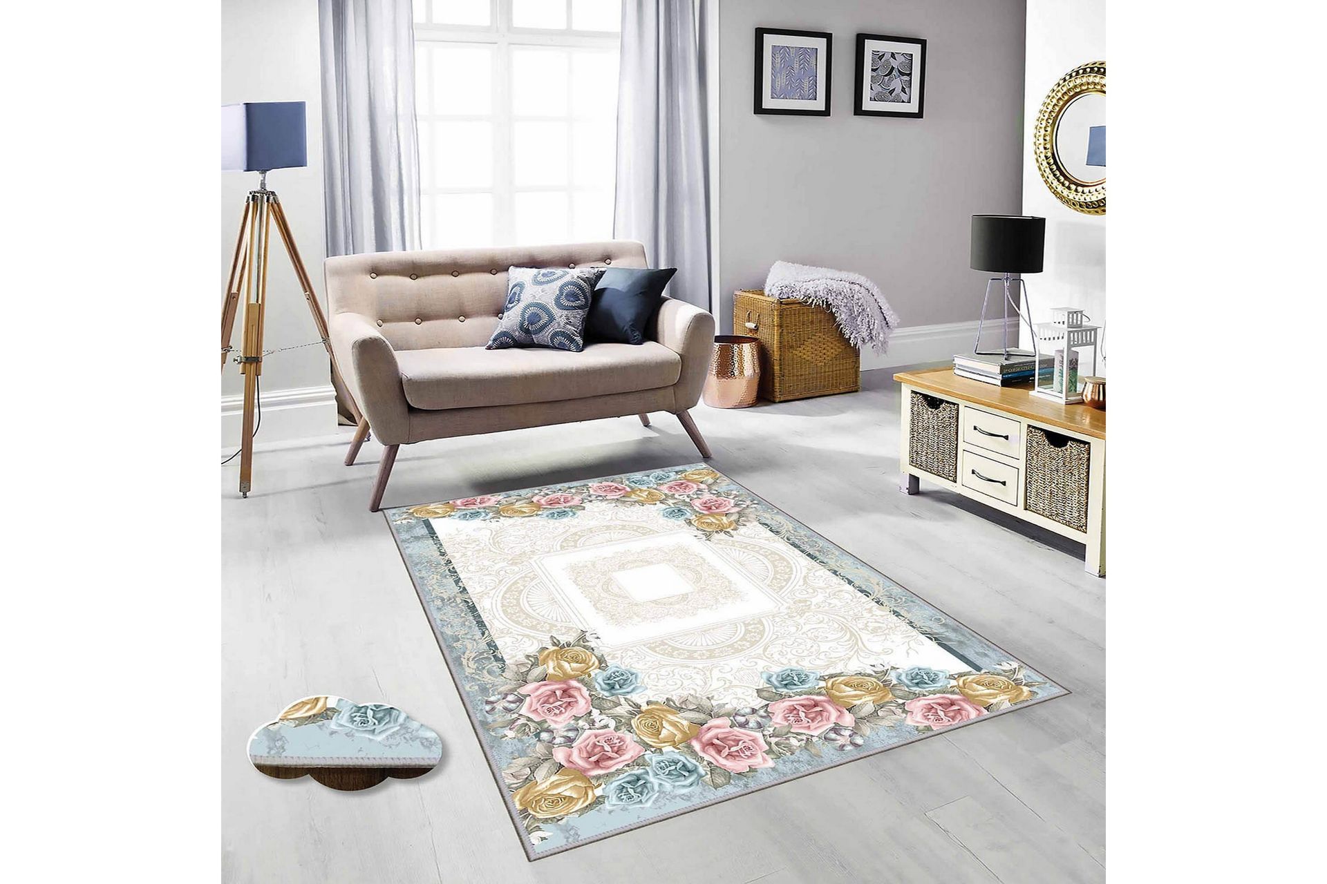 Homefesto Tæppe 140x220 cm - Flerfarvet - Tekstiler - Tæpper - Orientalske tæpper