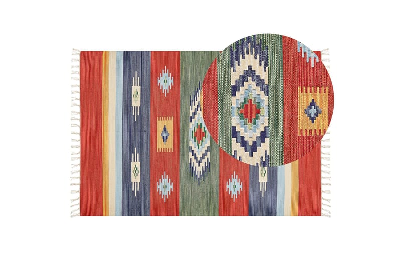 Kamaris Kelimtæppe 140x200 cm - Rød - Tekstiler - Tæpper - Orientalske tæpper - Kelimtæpper