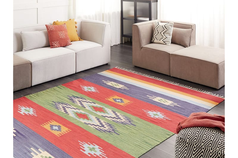 Kamaris Kelimtæppe 200x300 cm - Rød - Tekstiler - Tæpper - Orientalske tæpper - Kelimtæpper