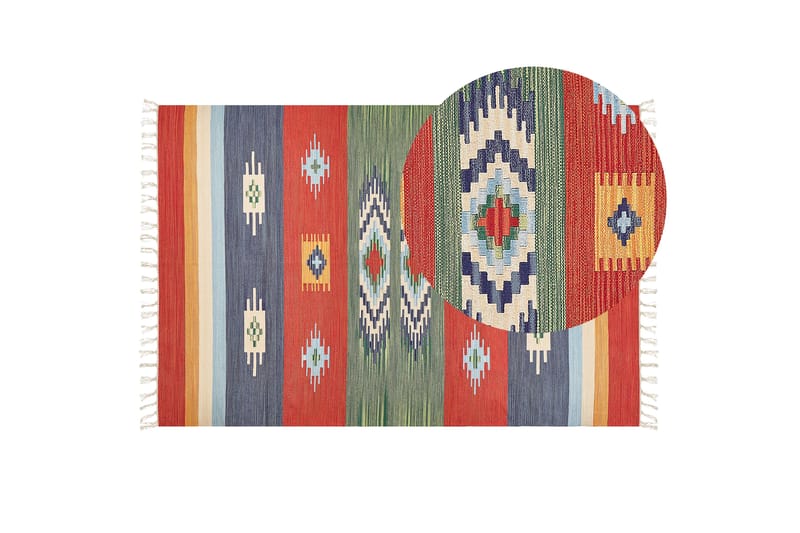 Kamaris Kelimtæppe 200x300 cm - Rød - Tekstiler - Tæpper - Orientalske tæpper - Kelimtæpper