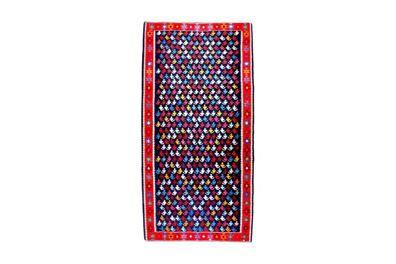 Håndknyttet Persisk tæppe 132x281 cm Kelim - Mørkeblå / rød - Kelimtæpper