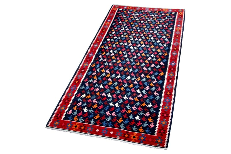 Håndknyttet Persisk tæppe 132x281 cm Kelim - Mørkeblå / rød - Kelimtæpper