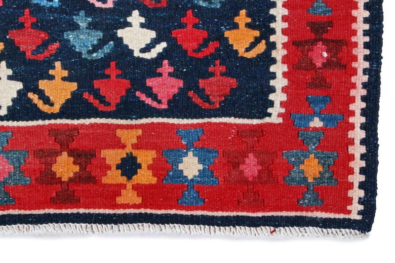 Håndknyttet Persisk tæppe 132x276 cm Kelim - Mørkeblå / rød - Kelimtæpper