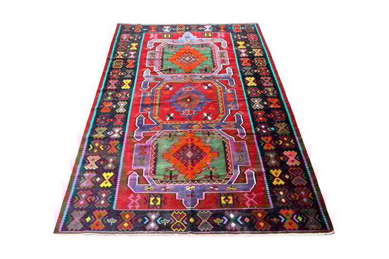 Håndknyttet Persisk tæppe 198x341 cm Kelim - Mørkerød / mørkeblå - Tekstiler - Tæpper - Orientalske tæpper - Kelimtæpper