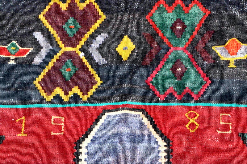 Håndknyttet Persisk tæppe 198x341 cm Kelim - Mørkerød / mørkeblå - Kelimtæpper