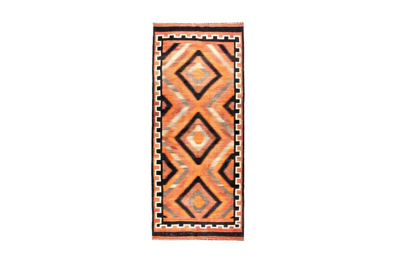 Håndknyttet Persisk tæppe 131x320 cm Kelim - Orange / sort - Kelimtæpper