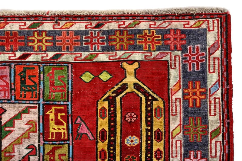 Håndknyttet persisk tæppe Varni 108x150 cm Kelim - Rød / mørkeblå - Kelimtæpper
