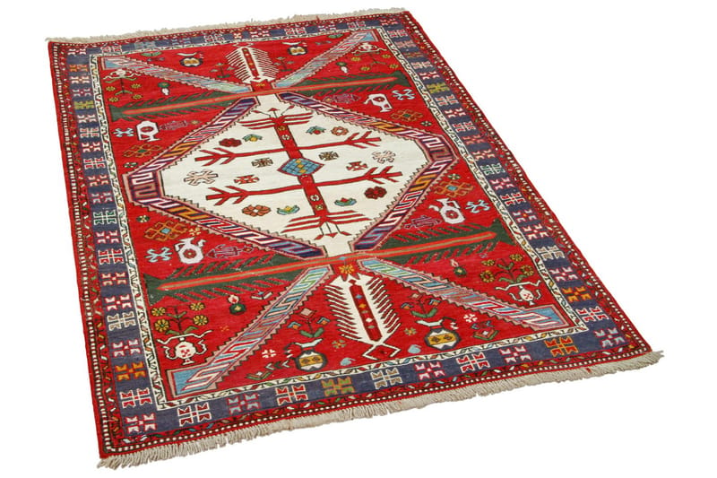 Håndknyttet Persisk tæppe 105x155 cm Kelim - Rød / mørkeblå - Kelimtæpper