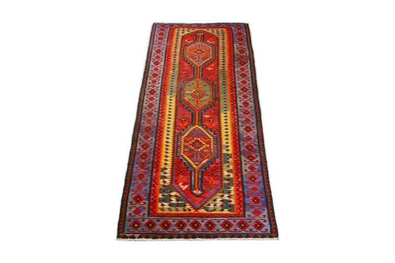 Håndknyttet Persisk tæppe 100x286 cm Kelim - R�ød / mørkeblå - Kelimtæpper
