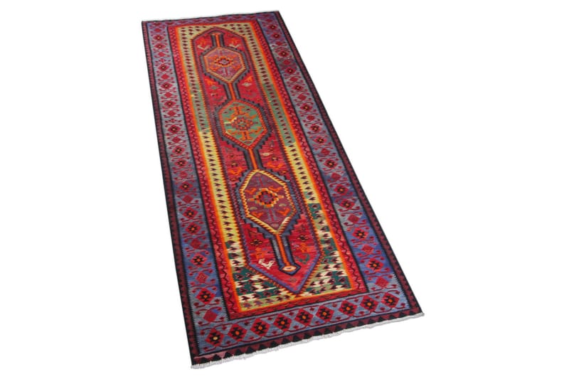 Håndknyttet Persisk tæppe 100x286 cm Kelim - Rød / mørkeblå - Kelimtæpper