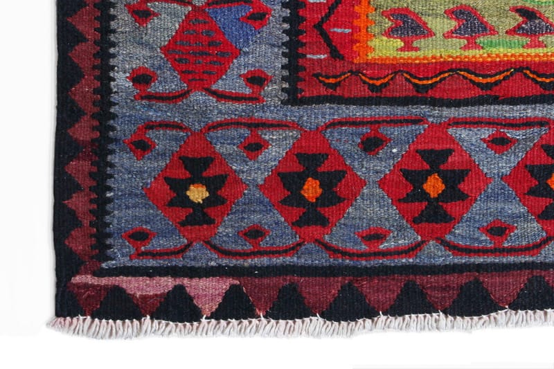 Håndknyttet Persisk tæppe 100x286 cm Kelim - Rød / mørkeblå - Kelimtæpper