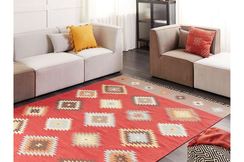 Lorut Kelimtæppe 200x300 cm - Rød - Tekstiler - Tæpper - Orientalske tæpper - Kelimtæpper