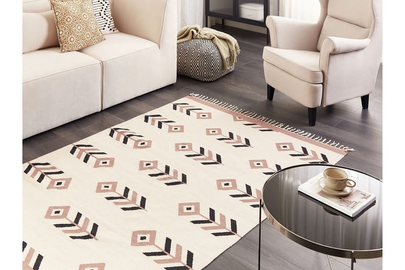 Niavan Kelimtæppe 140x200 cm - Beige - Tekstiler - Tæpper - Orientalske tæpper - Kelimtæpper