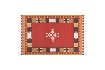 Parakar Kelimtæppe 140x200 cm - Rød - Tekstiler - Tæpper - Orientalske tæpper - Kelimtæpper