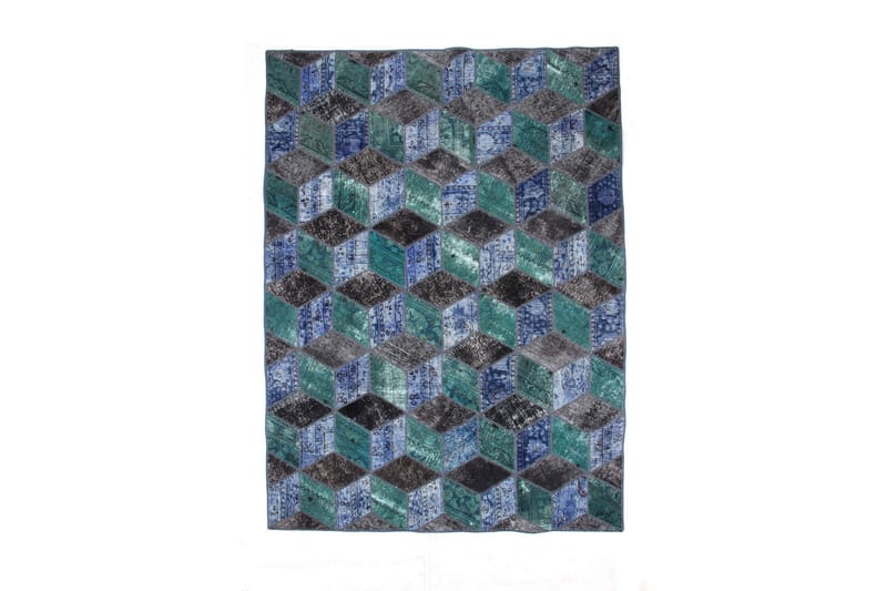 Håndknyttet patchwork tæppe uld / garn flerfarvet 179x244cm - Patchwork tæppe - Håndvævede tæpper