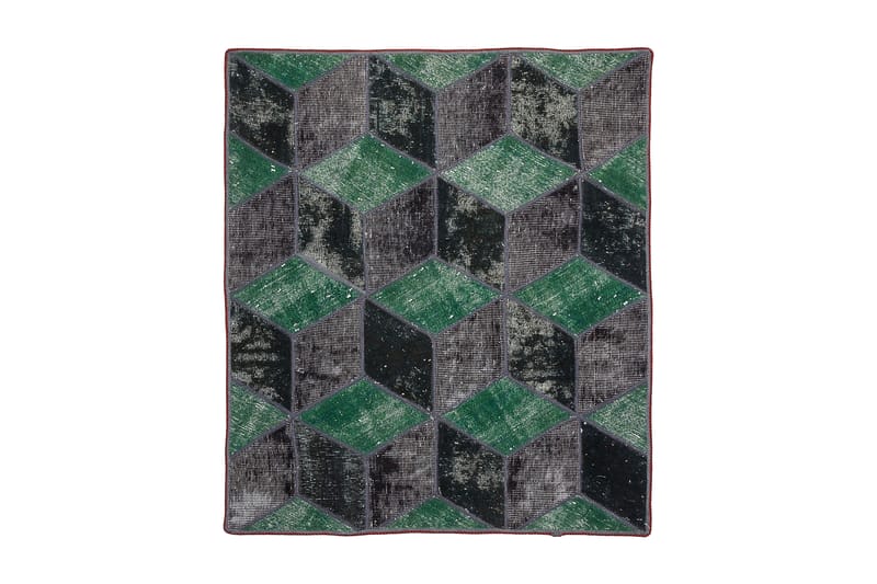 Håndknyttet patchwork tæppe uld / garn flerfarvet 110x124cm - Patchwork tæppe - Håndvævede tæpper