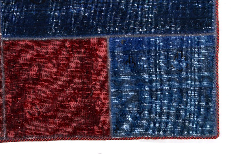 Håndknyttet patchwork tæppe uld / garn flerfarvet 182x242cm - Patchwork tæppe - Håndvævede tæpper