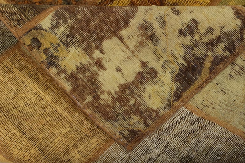 Håndknyttet patchwork tæppe uld / garn flerfarvet 168x226cm - Patchwork tæppe - Håndvævede tæpper