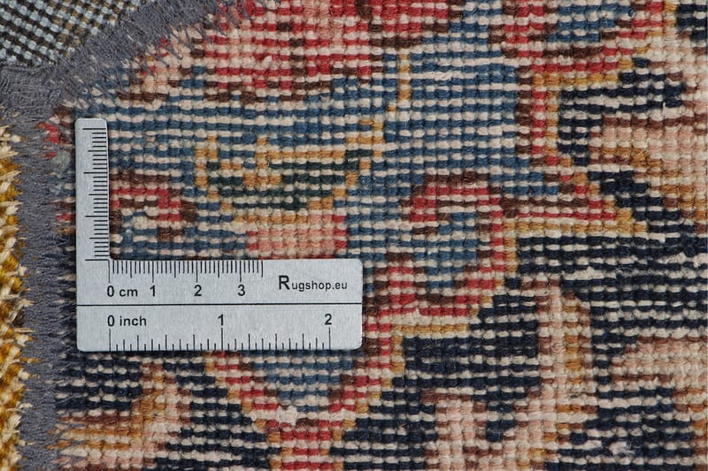 Håndknyttet patchwork tæppe uld / garn flerfarvet 177x245cm - Patchwork tæppe - Håndvævede tæpper