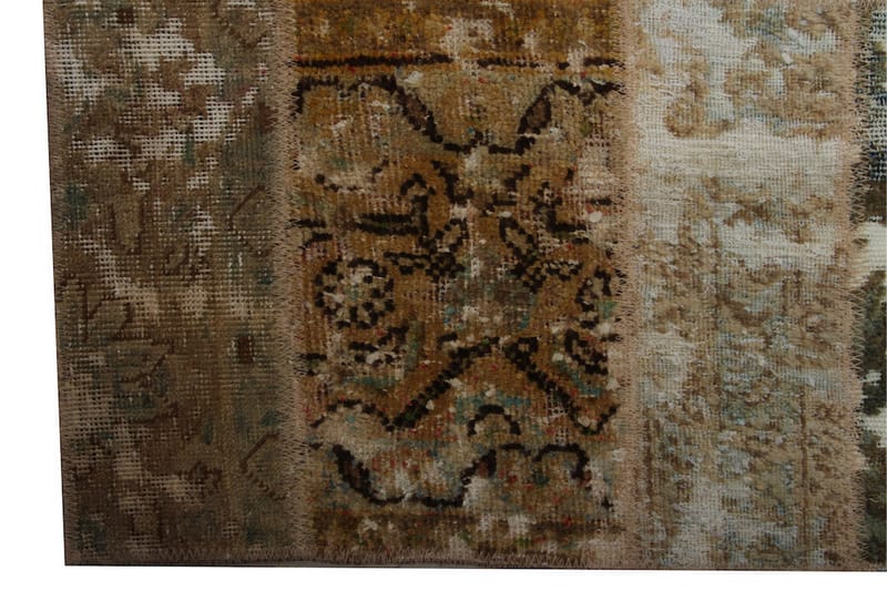Håndknyttet patchwork tæppe uld / garn flerfarvet 165x218cm - Patchwork tæppe - Håndvævede tæpper