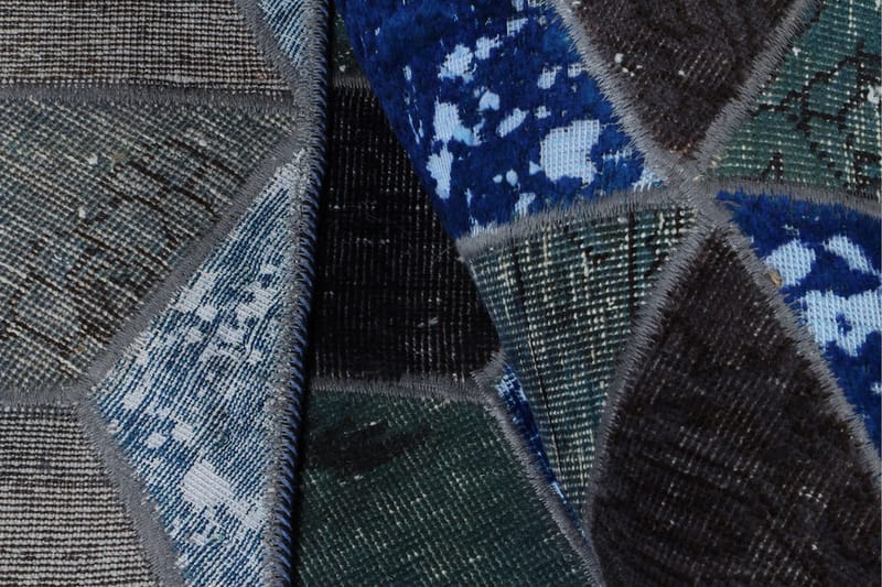 Håndknyttet patchwork tæppe uld / garn flerfarvet 142x220cm - Patchwork tæppe - Håndvævede tæpper