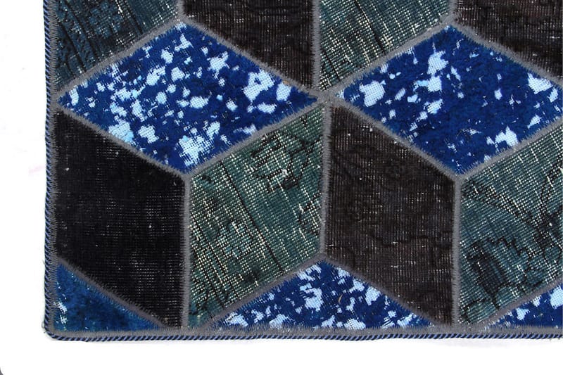 Håndknyttet patchwork tæppe uld / garn flerfarvet 142x220cm - Patchwork tæppe - Håndvævede tæpper