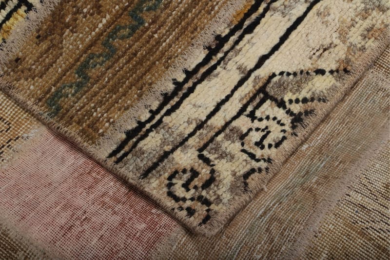 Håndknyttet patchwork tæppe uld / garn flerfarvet 173x238cm - Patchwork tæppe - Håndvævede tæpper