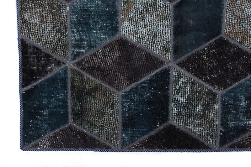 Håndknyttet patchwork tæppe uld / garn flerfarvet 143x214cm - Patchwork tæppe - Håndvævede tæpper