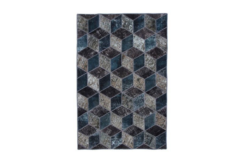 H�åndknyttet patchwork tæppe uld / garn flerfarvet 143x214cm - Patchwork tæppe - Håndvævede tæpper