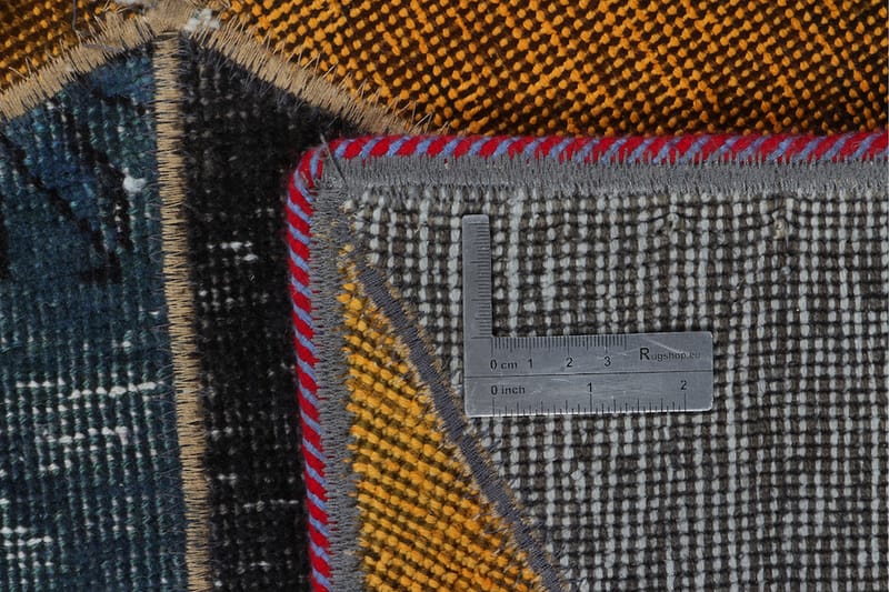 Håndknyttet patchwork tæppe uld / garn flerfarvet 178x246cm - Patchwork tæppe - Håndvævede tæpper