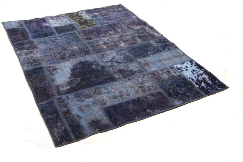 Håndknyttet patchwork tæppe uld / garn flerfarvet 130x168cm - Patchwork tæppe - Håndvævede tæpper