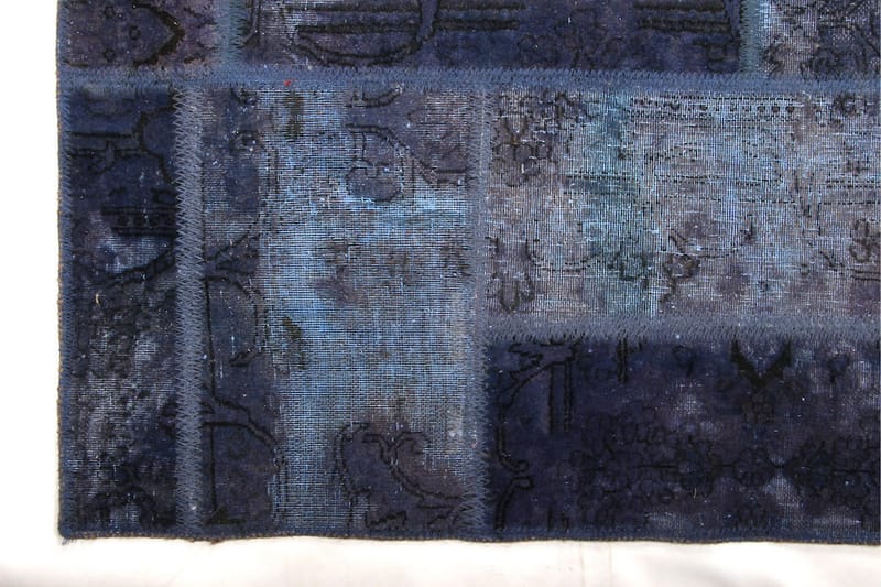 Håndknyttet patchwork tæppe uld / garn flerfarvet 130x168cm - Patchwork tæppe - Håndvævede tæpper