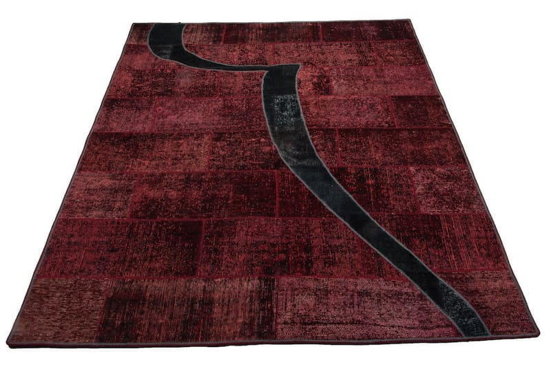 Håndknyttet patchwork tæppe uld / garn flerfarvet 182x243cm - Patchwork tæppe - Håndvævede tæpper