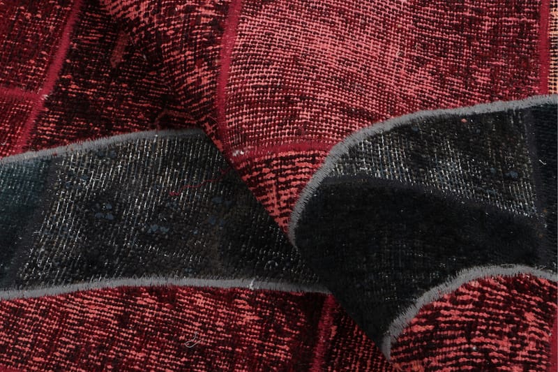 Håndknyttet patchwork tæppe uld / garn flerfarvet 182x243cm - Patchwork tæppe - Håndvævede tæpper